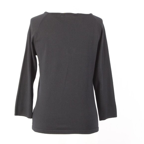 BCBG Maxazria Top NEW $145 Sz L Black 3/4 Sleeve Silk Nylon Spandex Pendant Top - Picture 9 of 16